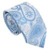 White and Blue Paisley Bohemian Regular Tie for Boys