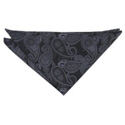 Black and Charcoal Paisley Bohemian Pocket Square