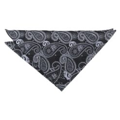 Black and Silver Paisley Bohemian Pocket Square