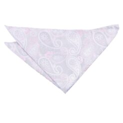Silver and Pink Paisley Bohemian Pocket Square Silver and Pink Paisley Bohemian Pocket Square