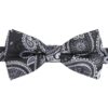 Black and Silver Paisley Bohemian Pre-Tied Bow Tie