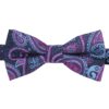 Blue and Orchid Paisley Bohemian Pre-Tied Bow Tie
