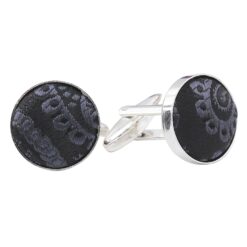 Black and Charcoal Paisley Bohemian Cufflinks