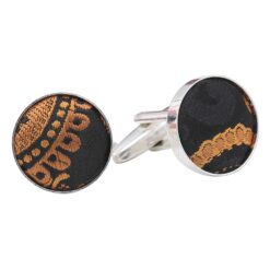 Black and Gold Paisley Bohemian Cufflinks