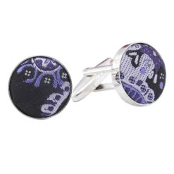 Black and Purple Paisley Bohemian Cufflinks