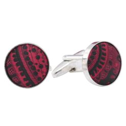 Black and Red Paisley Bohemian Cufflinks