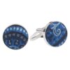 Blue and Black Paisley Bohemian Cufflinks