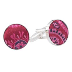 Hot Pink and Teal Paisley Bohemian Cufflinks Hot Pink and Teal Paisley Bohemian Cufflinks