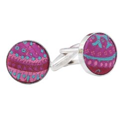 Pink and Turquoise Paisley Bohemian Cufflinks Pink and Turquoise Paisley Bohemian Cufflinks