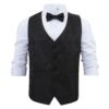 Black Paisley Bohemian Wedding Waistcoat and Bow Tie Set
