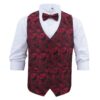 Black and Red Paisley Bohemian Wedding Waistcoat and Bow Tie Set