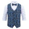Blue and Black Paisley Bohemian Wedding Waistcoat and Bow Tie Set