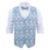 White and Blue Paisley Bohemian Wedding Waistcoat and Bow Tie Set