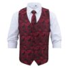 Black and Red Paisley Bohemian Wedding Waistcoat and Tie Set