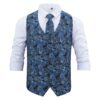 Blue and Black Paisley Bohemian Wedding Waistcoat and Tie Set
