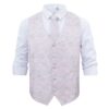 Silver and Pink Paisley Bohemian Wedding Waistcoat and Tie Set