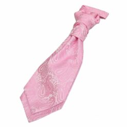 DQT Floral Paisley Baby Pink Mens Wedding Waistcoat & Cravat Set 