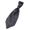 Charcoal Grey Paisley Pre-Tied Wedding Cravat for Boys