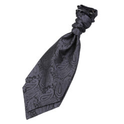 Charcoal Grey Paisley Pre-Tied Wedding Cravat for Boys Charcoal Grey Paisley Pre-Tied Wedding Cravat for Boys
