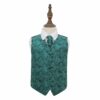 Teal Paisley Wedding Waistcoat and Cravat Set for Boys