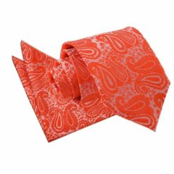 Burnt Orange Paisley Tie and Pocket Square Set Burnt Orange Paisley Tie and Pocket Square Set