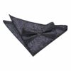 Black and Red Paisley Bow Tie and Pocket Square Set