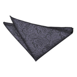 Charcoal Grey Paisley  Pocket Square