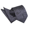 Black and Red Paisley Tie and Pocket Square Set