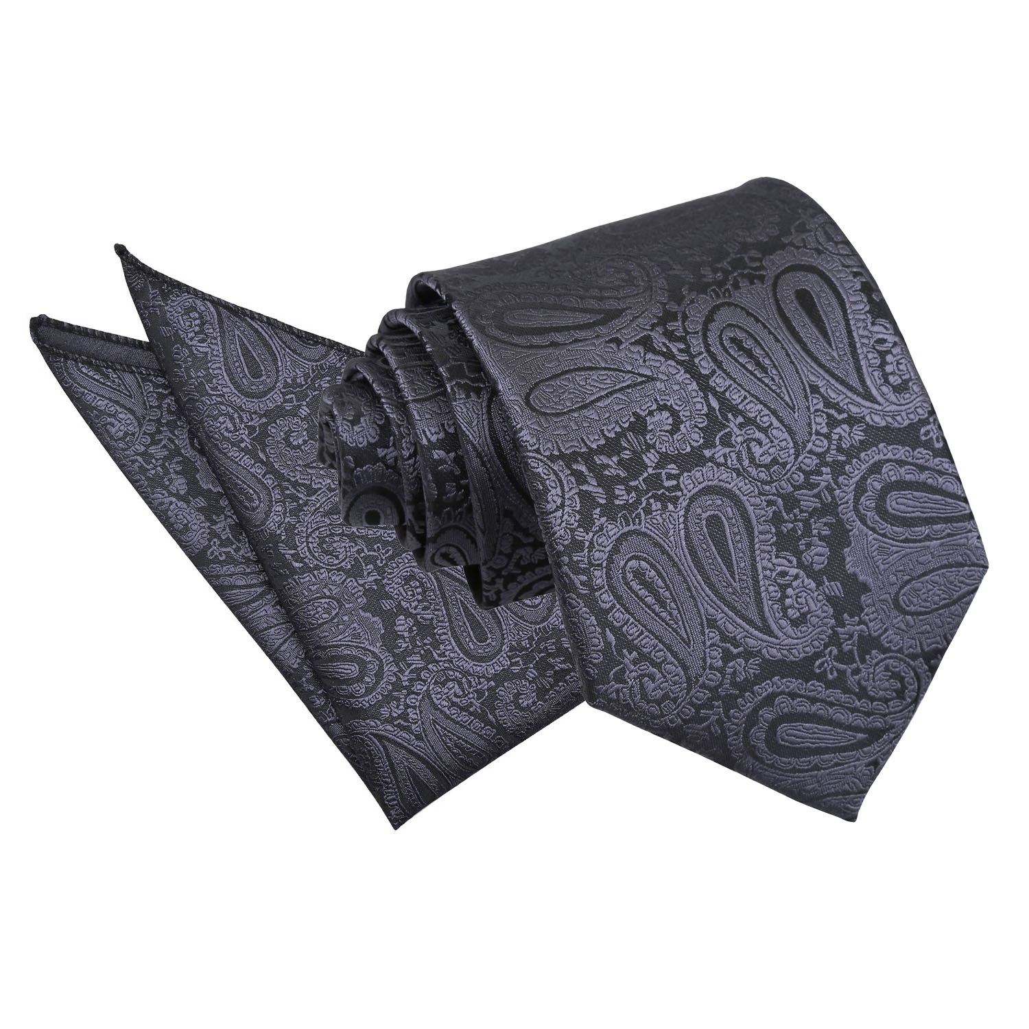 Men's Paisley Charcoal Grey Tie 2 pc. Set