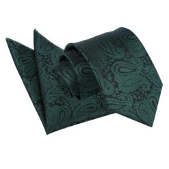 Emerald Green Paisley Tie and Pocket Square Set Emerald Green Paisley Tie and Pocket Square Set