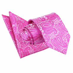 Fuchsia Pink Paisley Tie and Pocket Square Set Fuchsia Pink Paisley Tie and Pocket Square Set