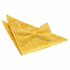 Gold Paisley Bow Tie and Pocket Square Set Gold Paisley Bow Tie and Pocket Square Set
