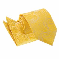 Gold Paisley Tie and Pocket Square Set Gold Paisley Tie and Pocket Square Set
