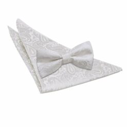 Ivory Paisley Bow Tie and Pocket Square Set Ivory Paisley Bow Tie and Pocket Square Set