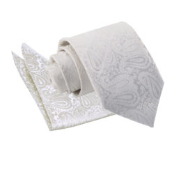 Ivory Paisley Tie and Pocket Square Set Ivory Paisley Tie and Pocket Square Set