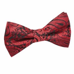Black and Red Paisley Pre-Tied Bow Tie Black and Red Paisley Pre-Tied Bow Tie