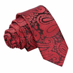 Black and Red Paisley Skinny Tie