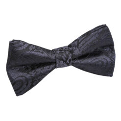Charcoal Grey Paisley Pre-Tied Bow Tie Charcoal Grey Paisley Pre-Tied Bow Tie