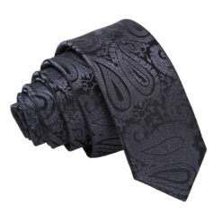 Charcoal Grey Paisley Skinny Tie Charcoal Grey Paisley Skinny Tie