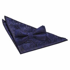 Navy Blue Paisley Bow Tie and Pocket Square Set Navy Blue Paisley Bow Tie and Pocket Square Set