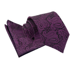 Purple Paisley Tie and Pocket Square Set