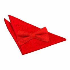 Red Paisley Bow Tie and Pocket Square Set Red Paisley Bow Tie and Pocket Square Set