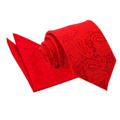 Red Paisley Tie and Pocket Square Set Red Paisley Tie and Pocket Square Set