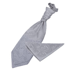 Silver Paisley Wedding Cravat and Pocket Square Set Silver Paisley Wedding Cravat and Pocket Square Set