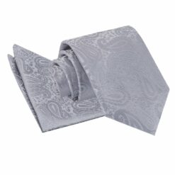 Silver Paisley Tie and Pocket Square Set Silver Paisley Tie and Pocket Square Set