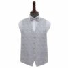 Silver Paisley Wedding Waistcoat and Bow Tie Set