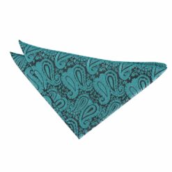 Teal Paisley  Pocket Square