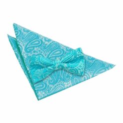Turquoise Paisley Bow Tie and Pocket Square Set Turquoise Paisley Bow Tie and Pocket Square Set