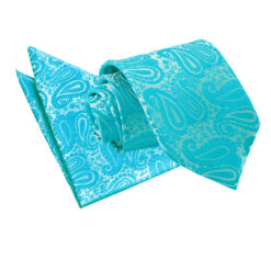 Turquoise Paisley Tie and Pocket Square Set Turquoise Paisley Tie and Pocket Square Set