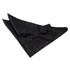 Black Floral Bow Tie and Pocket Square Set